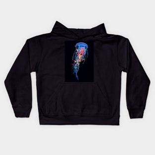 El;ectric Blue Jellyfish Kids Hoodie